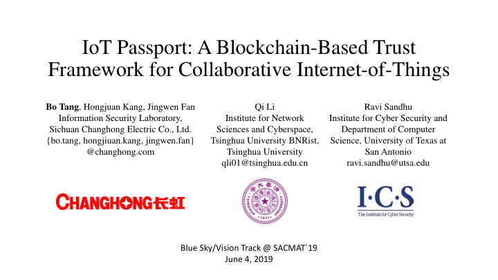 iot passport a blockchain based trust framework for