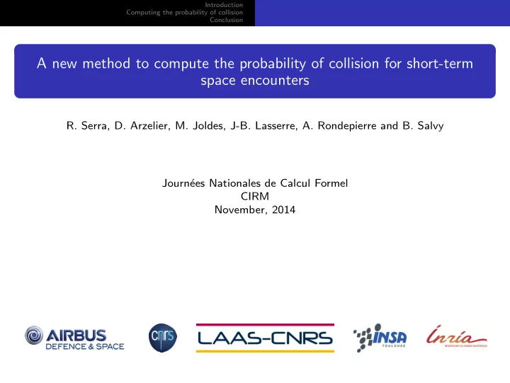 a new method to compute the probability of collision for