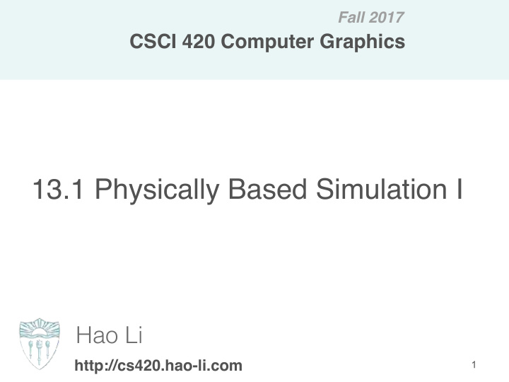 13 1 physically based simulation i