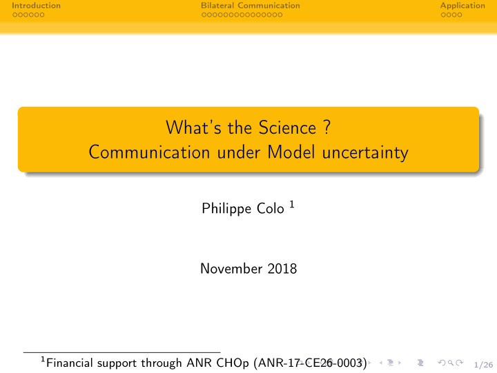 what s the science communication under model uncertainty