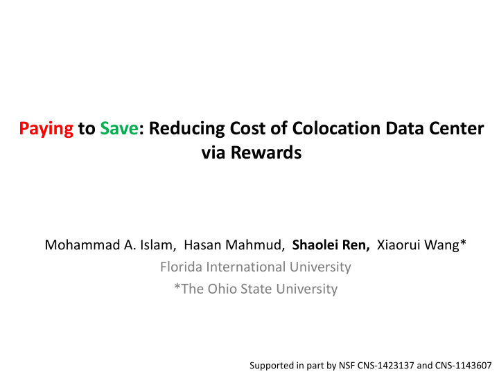 paying to save reducing cost of colocation data center
