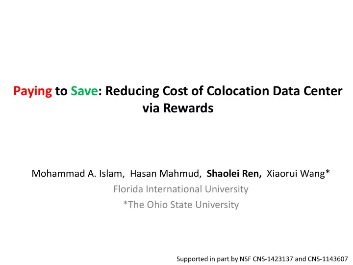paying to save reducing cost of colocation data center