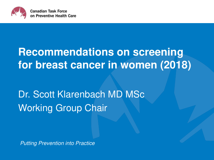 recommendations on screening for breast cancer in women