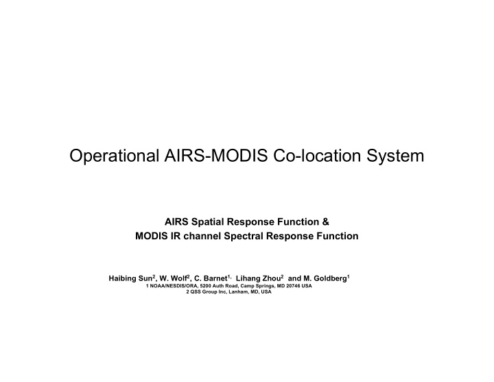 operational airs modis co location system