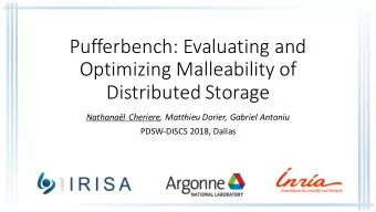 Pufferbench: Evaluating and  Optimizing Malleability of  Distributed Storage  Nathanal Cheriere,