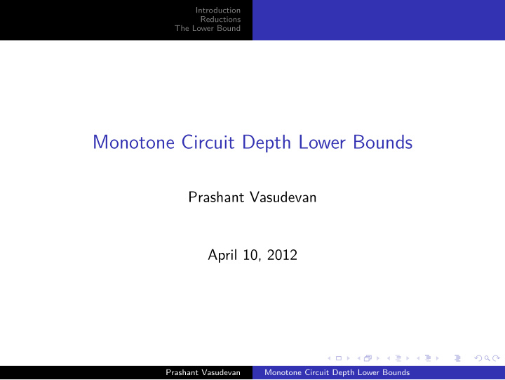 monotone circuit depth lower bounds