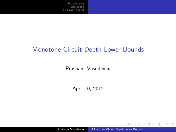 monotone circuit depth lower bounds