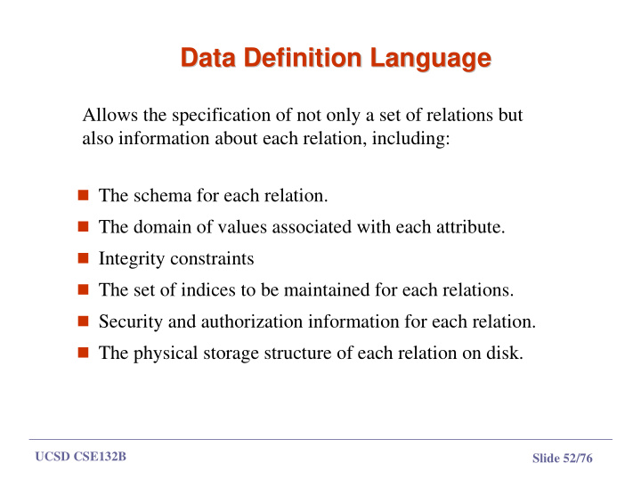 data definition language data definition language