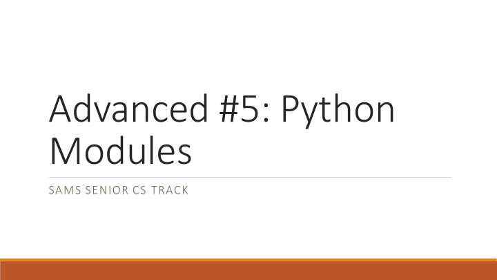 advanced 5 python modules