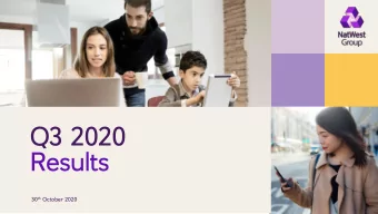 Q3 2020  Results 30 th October 2020  Alison  ison Rose  se  Chief Executive Officer  2  Q3 2020