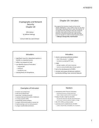 Chapter 20 Intruders Cryptography and Network  Security They agreed that Graham should set the