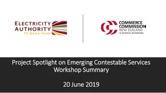 Project Spotlight on Emerging Contestable Services  Work  rkshop Summary  ry  20 June 2019