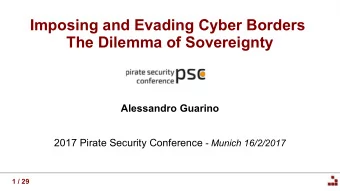 Imposing and Evading Cyber Borders  The Dilemma of Sovereignty  Alessandro Guarino 2017 Pirate