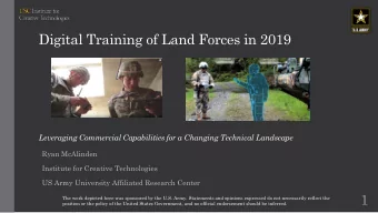 Digital Training of Land Forces in 2019  Leveraging Commercial Capabilities for a Changing