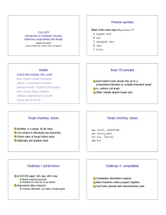 Preview question What is the return type of tr ?  CSci 5271 A.