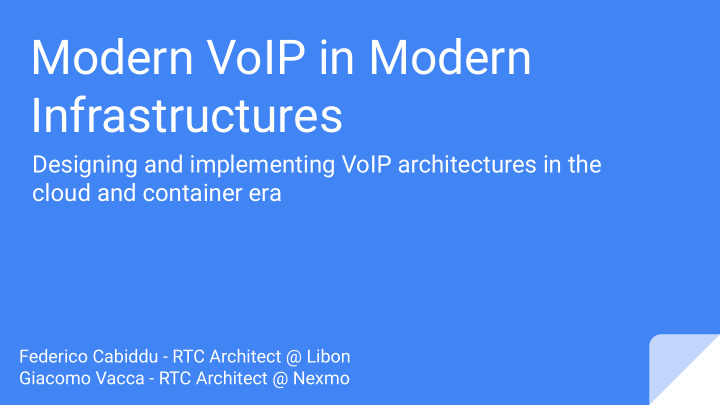 modern voip in modern infrastructures