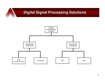 Digital Signal Processing Solutions  Digital Signal Processing Solutions  SIGNAL  PROCESSING