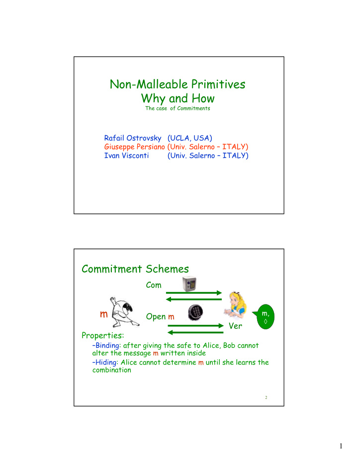 non malleable primitives why and how