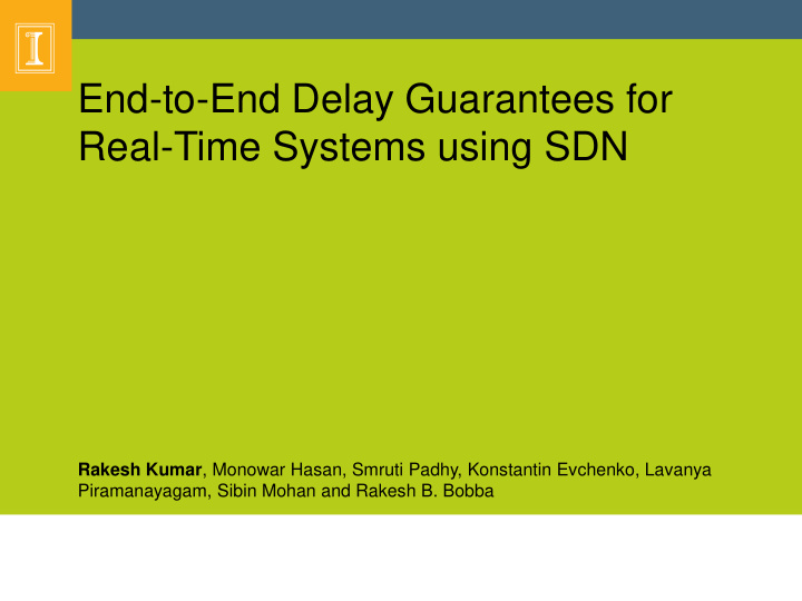 end to end delay guarantees for real time systems using
