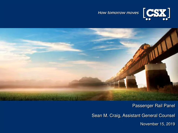 passenger rail panel sean m craig assistant general