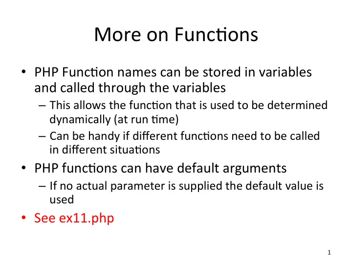more on func ons