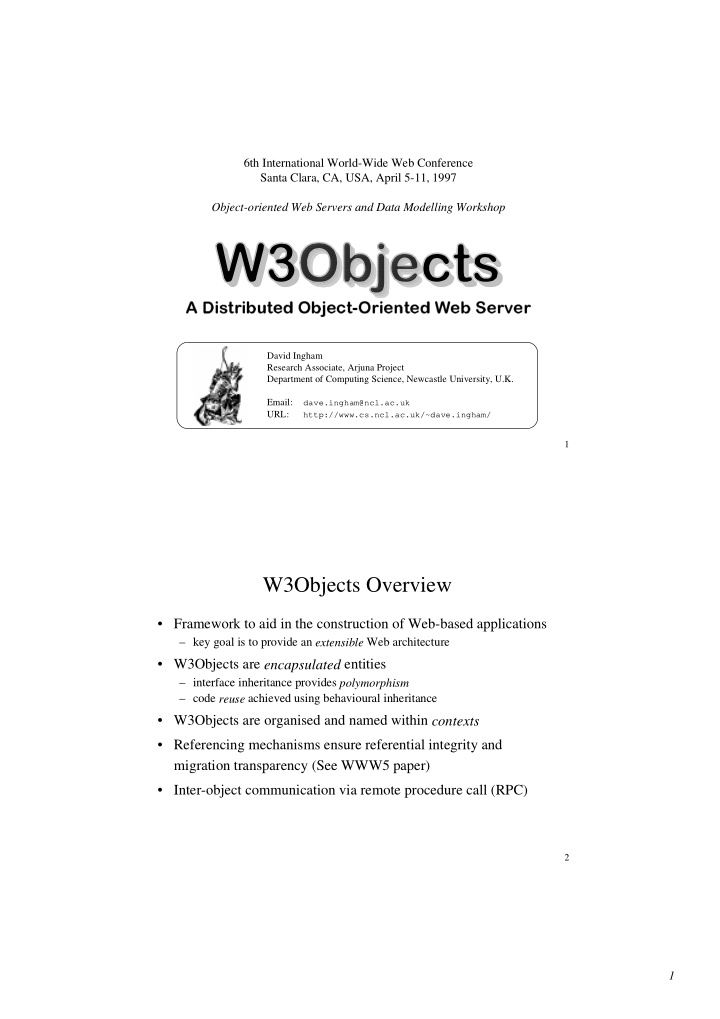w3objects overview
