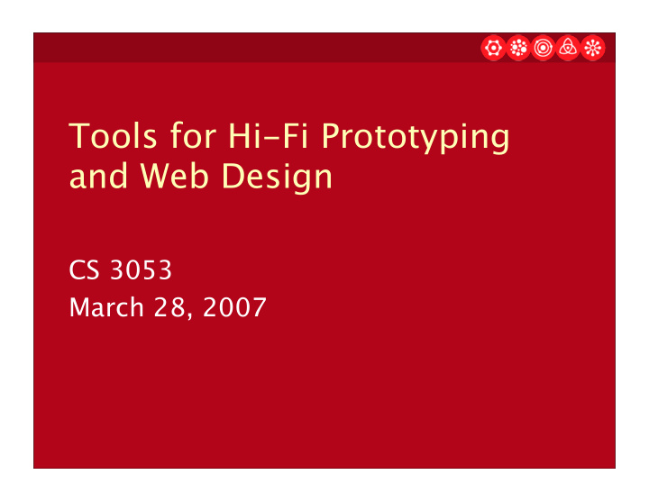 tools for hi fi prototyping and web design