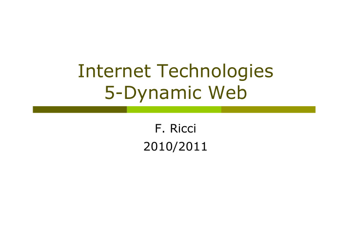 internet technologies 5 dynamic web