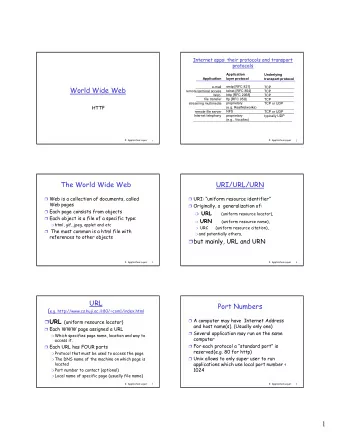 1  The http protocol: more  WWW: the http protocol  http is stateless  http: hypertext