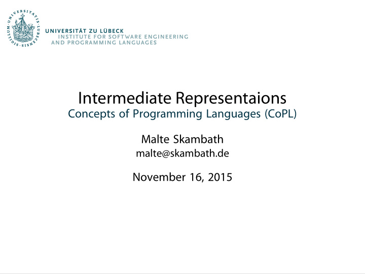 intermediate representaions