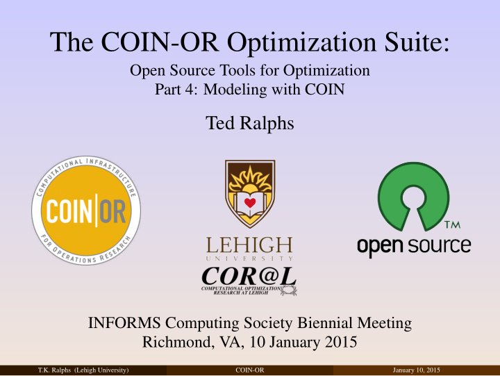 the coin or optimization suite