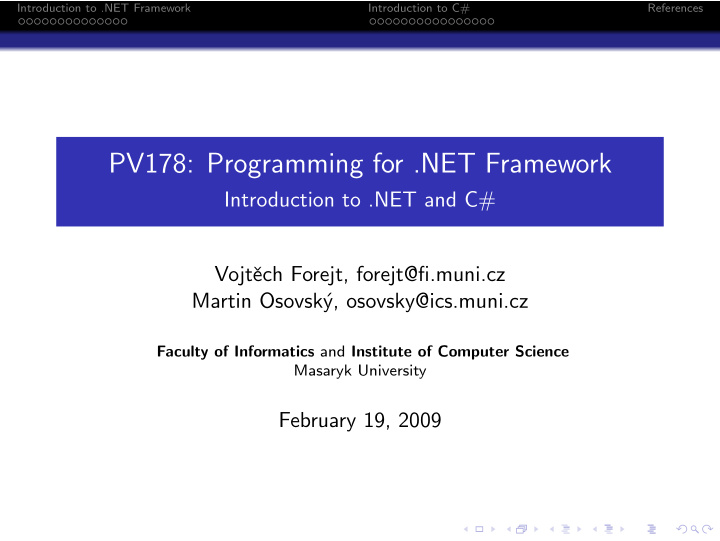 pv178 programming for net framework