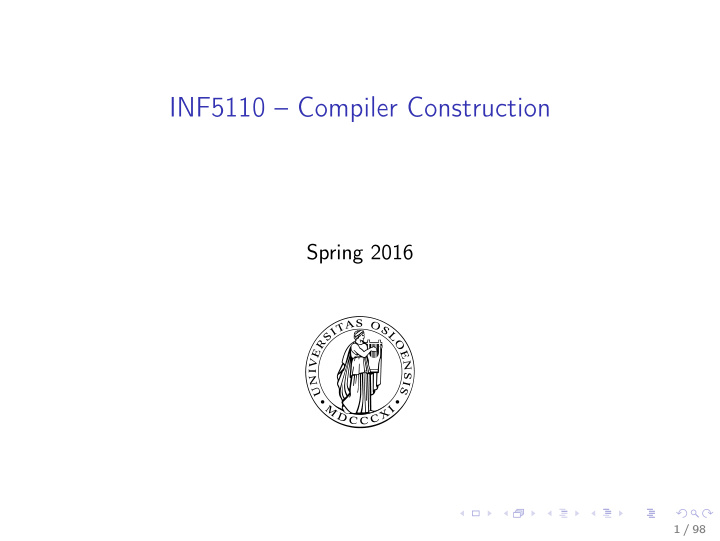 inf5110 compiler construction