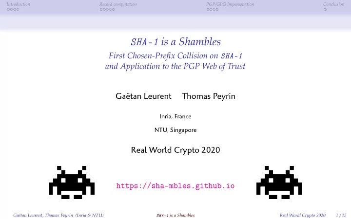 sha 1 is a shambles