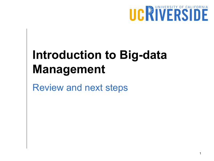 introduction to big data management