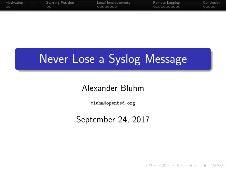 never lose a syslog message
