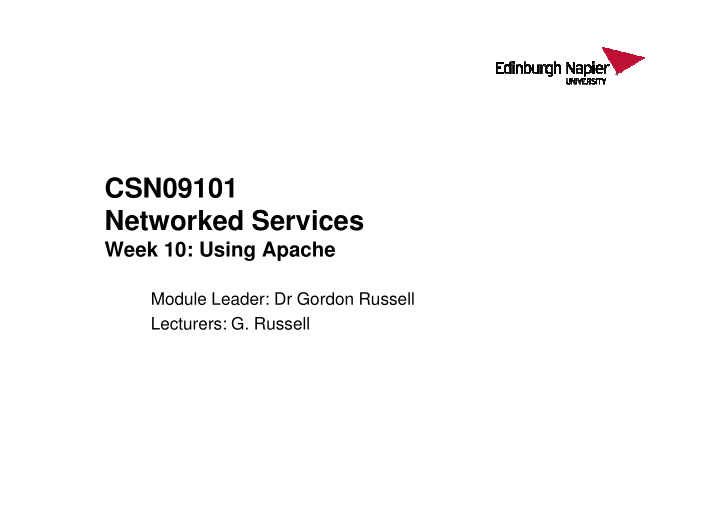 csn09101 networked services