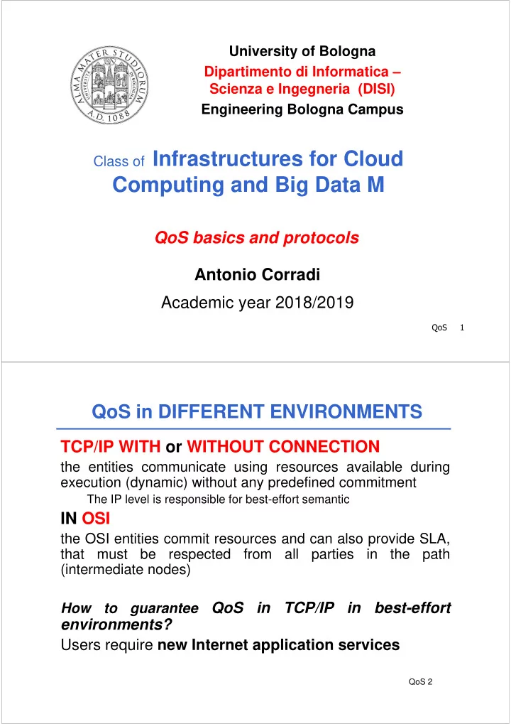 class of infrastructures for cloud computing and big data