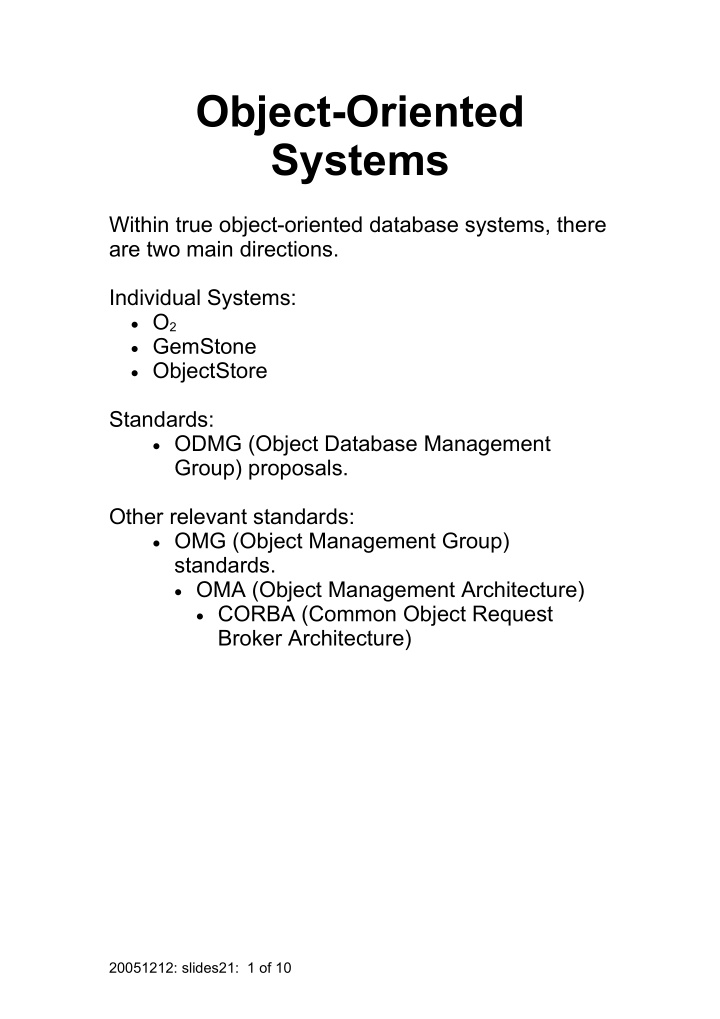 object oriented systems