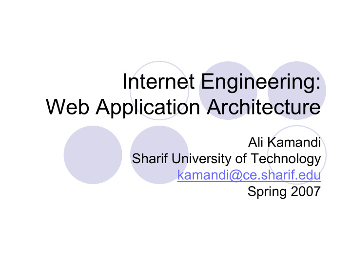 internet engineering web application architecture