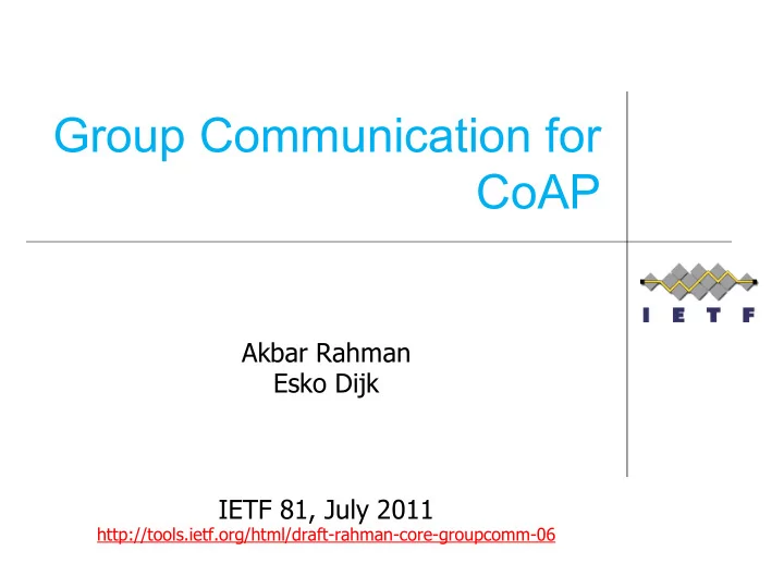 group communication for coap