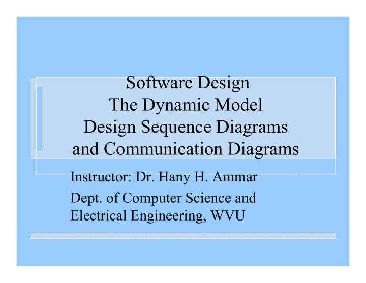 software design the dynamic model design sequence