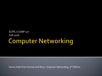 ECPE / COMP 177  Fall 2016 Some slides from Kurose and Ross, Computer Networking , 5 th Edition