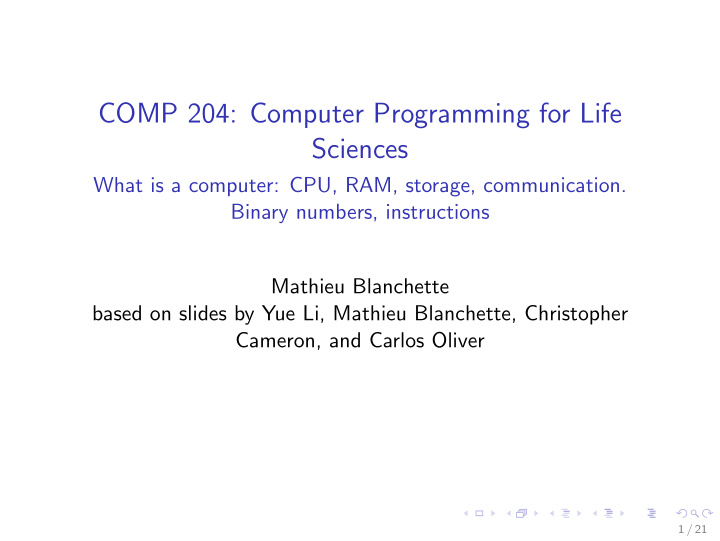 comp 204 computer programming for life sciences