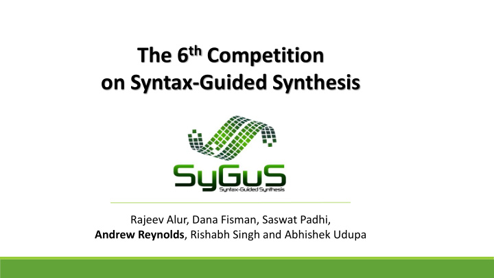 on syntax guided synthesis