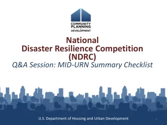 f  National  Disaster Resilience Competition  (NDRC)  Q&amp;A Session: MID-URN Summary Checklist