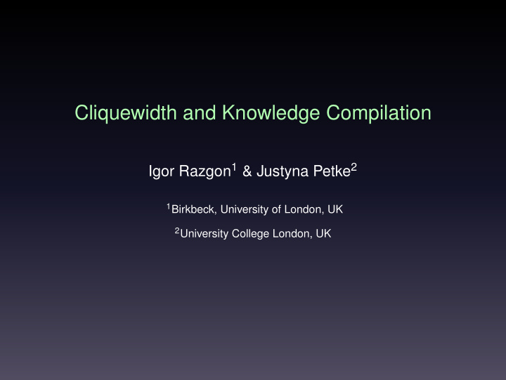 cliquewidth and knowledge compilation