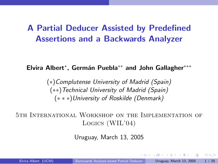 a partial deducer assisted by predefined assertions and a