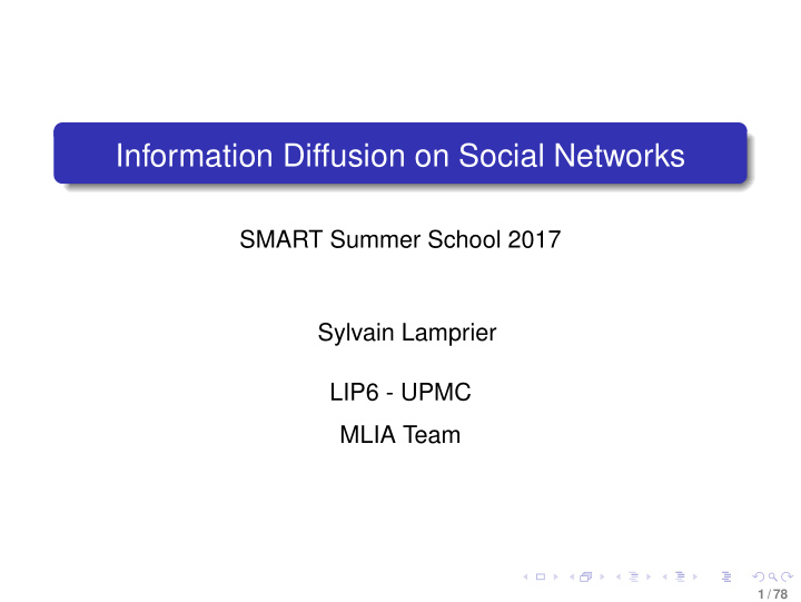 information diffusion on social networks