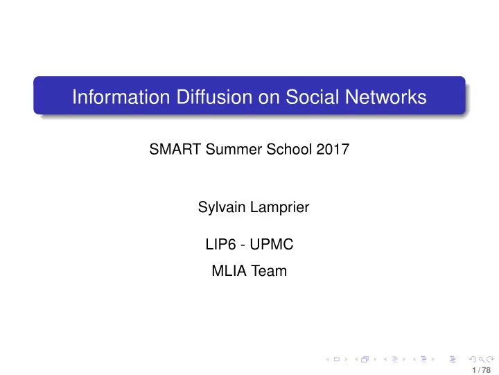 information diffusion on social networks